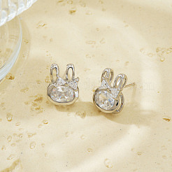 Mini boucles d'oreilles à tige en laiton en forme de lapin&nbsp;ZL6900