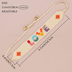 Pulseras trenzadas de cuentas de vidrio con rombos y amor bohemio&nbsp;CX8298-1