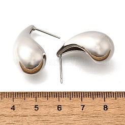 Orecchini a bottone a goccia con torsione in ottone placcato a cremagliera da donna&nbsp;X-EJEW-K247-02P