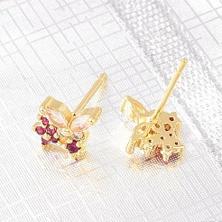Orecchini da donna in ottone con micro pavé di zirconi cubici&nbsp;KK-A305-07G-01