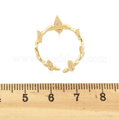 Bagues manchettes en laiton à fleurs pour femmes&nbsp;RJEW-B119-07G