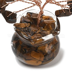 Chips d'oeil de tigre naturelles décorations d'arbre de vie&nbsp;DJEW-Z007-02P