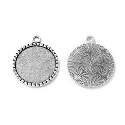Tondo piatto impostazioni ciondolo cabochon antico della lega d'argento di stile tibetano&nbsp;X-TIBEP-M022-38AS