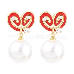 Valentinstag-Ohrstecker aus Messing mit klaren Zirkonia&nbsp;EJEW-Z164-07G