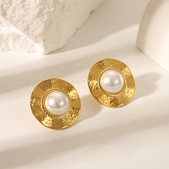 Pendientes redondos de acero inoxidable 304 estilo chino vintage para mujer&nbsp;ZU7314-2