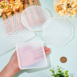 4 Stück 4 Stile DIY Cup Mat Silikonformen-Sets&nbsp;DIY-TA0013-69