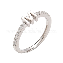 S925 verstellbare Buchstabenringe aus Sterlingsilber für Damen&nbsp;RJEW-M068-01P-M
