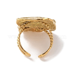 Anillo de puño abierto de acero inoxidable 304 con forma de rectángulo martillado para mujeres y hombres&nbsp;RJEW-Z038-01G