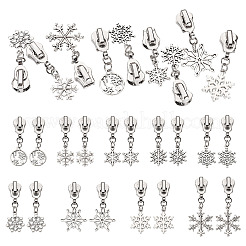 18 Stück 9 Stile Legierung Ersatz Reißverschlusskopf mit Schneeflocke tibetischen Stil Legierung Anhänger&nbsp;PALLOY-TAC0158