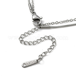 Collier double couche en acier inoxydable 304 anti-ternissement avec câble et chaînes serpent rondes&nbsp;NJEW-Z028-03P