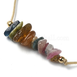 Braccialetti di perline intrecciate con scaglie di tormalina multicolore naturale&nbsp;BJEW-JB09851-10