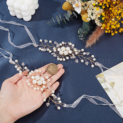 2 corsage de poignet en imitation perle fleur de vie&nbsp;AJEW-CY0002-04B