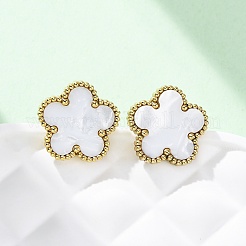 Elegantes pendientes de botón de acero inoxidable 201 con diseño floral vintage para mujer&nbsp;FR2099-3