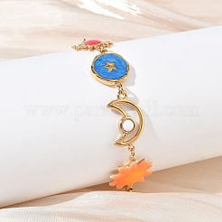 Pulseras de eslabones de acero inoxidable 304 esmaltadas con estrellas&nbsp;SA-CBA7107-06G