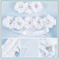 Ceintures de chaîne de taille en polyester et bandeaux avec imitation perle&nbsp;DIY-WH0308-150A
