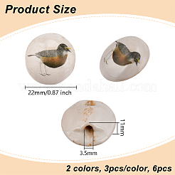 6 Stück Porzellanknöpfe in 2 Farben&nbsp;BUTT-OC0001-60
