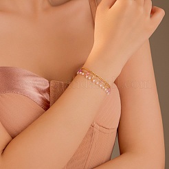 Edelsteinsplitter mit Kunststoffperlen-Mehrstrangarmbändern für Damen&nbsp;BJEW-G739-01G