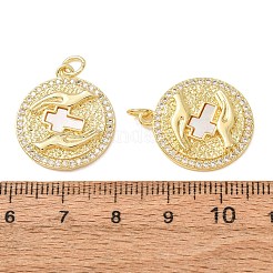 Pendenti in zirconi cubici trasparenti in micro pavè di ottone&nbsp;KK-CBADE12-02C-G