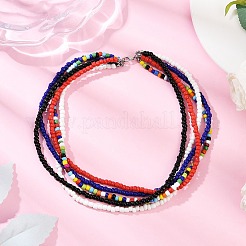 3 collana multifilo con perline di vetro bohémien&nbsp;NJEW-JN05354