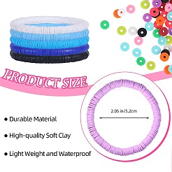 30 pièces 15 couleurs polymère argile heishi surfeur bracelets extensibles ensemble&nbsp;BJEW-SW00134