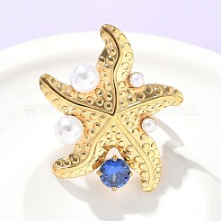 304 Edelstahl Micro Pave Zirkonia Kunststoff Perlen Manschettenringe&nbsp;RJEW-D310-02C-G