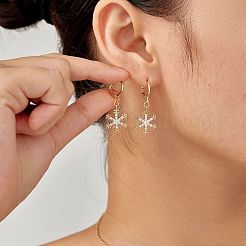 Elegante Creolen und Halsketten mit Schneeflocken-Anhänger aus Messing mit Mikropavé und klarem Zirkonia für Damen&nbsp;ET8021-5