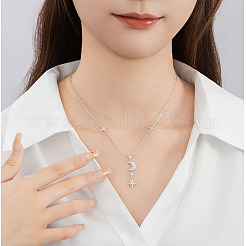 Stern & Mond 925 Sterling Silber Micro Pave klare Zirkonia Anhänger Halsketten&nbsp;WG720FB-01