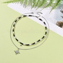 Ensemble de colliers pendentif étoile en zircone cubique claire&nbsp;NJEW-JN04150