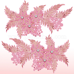 4 Stück Blumen- und Blattapplikationen aus Polyester und Kunststoff&nbsp;PATC-CY0001-49B
