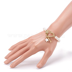 Bracelets à maillons coeur en laiton pour la saint valentin&nbsp;BJEW-JB05954