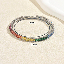 Bracelets de tennis en laiton arc-en-ciel sertis de zirconiums cubiques pavés&nbsp;FS8107