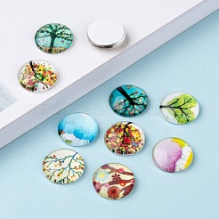 Cabochons di vetro con disegno albero della vita  &nbsp;GGLA-A002-16mm-GG