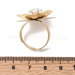 Bagues manchettes ajustables en acier inoxydable 201 serties d'un zircon cubique unique&nbsp;RJEW-K318-02G-G