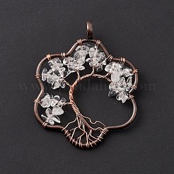 Blume natürlicher Quarzkristall Kupferdraht umwickelter Chip große Anhänger&nbsp;G-E195-12R-02