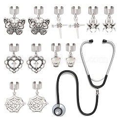 6 ciondolo decorativo in lega a forma di stetoscopio in stile tibetano per Halloween&nbsp;HJEW-JM03709