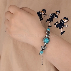 Braccialetti di perline turchesi naturali&nbsp;PW-WGFCF02-01