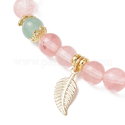 Braccialetti elasticizzati in vetro sintetico al quarzo ciliegia&nbsp;BJEW-JB11961-01