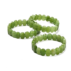Bracelets extensibles en perles de jade malaisien naturel ovale&nbsp;G-P589-02A-06