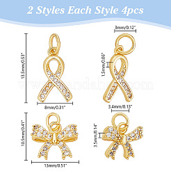 8 pz 2 stili ottone micro pavé zirconia cubica charms&nbsp;KK-AR0004-60