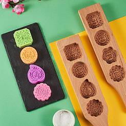 Blume & flache runde & quadratische Mondkuchenformen aus Holz&nbsp;BAKE-SZ0001-04