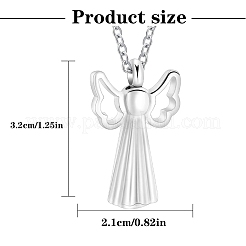 Colliers avec pendentif en forme d'ange en acier inoxydable pour cendres&nbsp;PW-WG1C46B-01