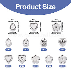 18 pz 9 stili 304 perline europee in acciaio inossidabile con strass&nbsp;STAS-TA0003-15