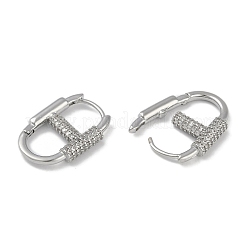 Orecchini a cerchio in ottone con moschettone e micro pavé di zirconi cubici trasparenti&nbsp;EJEW-L292-012P