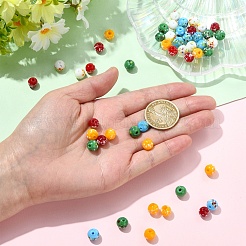 50pcs 5 Farben handgemachte Bunte Malerei-Perlen&nbsp;LAMP-YW0004-35