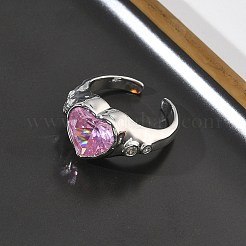 Bagues manchettes ouvertes en laiton pavé de zirconiums cubiques pour femmes&nbsp;RJEW-L343-08P-02