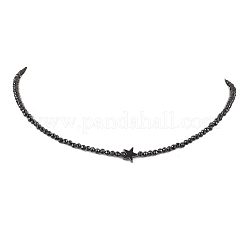 3mm facettierte runde natürliche schwarze Spinell Perlen Halsketten&nbsp;NJEW-JN05127