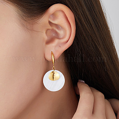 Ohrhänger aus Edelstahl 304 und natürlicher Muschel für Damen&nbsp;WGF73F6-01