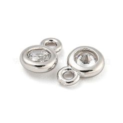 925 Sterling Silber Pavé klare Kubisch Zirkonia flache runde Charms&nbsp;STER-B005-01P