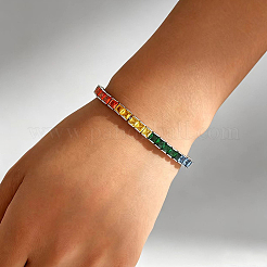 Bracelets de tennis en laiton arc-en-ciel sertis de zirconiums cubiques pavés&nbsp;FS8107