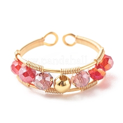 Anello polsino con perline di vetro sfaccettato placcato per ragazze adolescenti&nbsp;X1-RJEW-TA00013-01